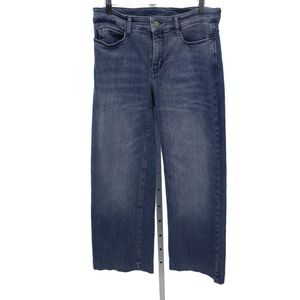 Dream Jeans Womens Wide Leg Jeans Blue High Rise Cotton Blend Button Size 30